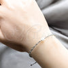 Pulsera Bolo Ajustable 03.426.0065.07 Plata Rodinada, Diseño de Bola, con Perla Blanca y Cristal Light Grey Opal, Algodón, Tono Plateado (Grosor 08 MM, 7 Pulgadas de Largo)