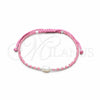 Pulsera Bolo Ajustable 03.426.0064.2.07 Plata Rodinada, Diseño de Bola, con Perla Blanca y Cristal Rodolito Claro, Algodón, Tono Plateado (Grosor 08 MM, 7 Pulgadas de Largo)