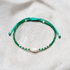 Pulsera Bolo Ajustable 03.426.0064.3.07 Plata Rodinada, Diseño de Bola, con Perla Blanca y Cristal Verde, Algodón, Tono Plateado (Grosor 08 MM, 7 Pulgadas de Largo)