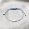Pulsera Bolo Ajustable 03.426.0064.4.07 Plata Rodinada, Diseño de Bola, con Perla Blanca y Cristal Zafiro Claro, Algodón, Tono Plateado (Grosor 08 MM, 7 Pulgadas de Largo)