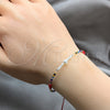 Pulsera Bolo Ajustable 03.426.0068.07 Plata Rodinada, Diseño de Bola, con Perla Blanca y Cristal Multicolor, Pulido, Tono Plateado (Grosor 06 MM, 7 Pulgadas de Largo)