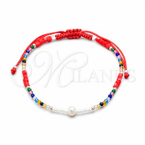 Pulsera Bolo Ajustable 03.426.0068.07 Plata Rodinada, Diseño de Bola, con Perla Blanca y Cristal Multicolor, Pulido, Tono Plateado (Grosor 06 MM, 7 Pulgadas de Largo)