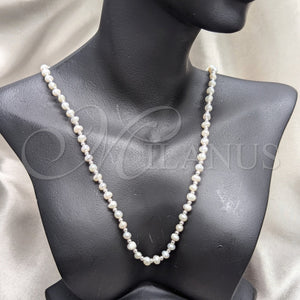 Gargantilla Elegante 04.392.0001.18 Plata Rodinada, Diseño de Bola, con Perla Blanca, Pulido, Tono Plateado (Grosor 06 MM, 18 Pulgadas de Largo)