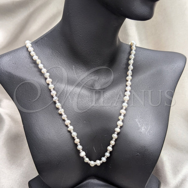 Gargantilla Elegante 04.392.0001.18 Plata Rodinada, Diseño de Bola, con Perla Blanca, Pulido, Tono Plateado (Grosor 06 MM, 18 Pulgadas de Largo)