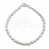 Pulsera Elegante 04.392.0001.07 Plata Rodinada, Diseño de Bola, con Perla Blanca, Pulido, Tono Plateado (Grosor 06 MM, 7 Pulgadas de Largo)