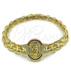 Pulsera Elegante 03.97.0001.1.08 Oro Laminado, Diseño de Guadalupe, con Multicolor Zirconia Cubica, Diamantado, Tono Dorado (09 MM Thickness, 8 Inches Length)