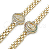 Pulsera Elegante 03.97.0001.1.08 Oro Laminado, Diseño de Guadalupe, con Multicolor Zirconia Cubica, Diamantado, Tono Dorado (09 MM Thickness, 8 Inches Length)