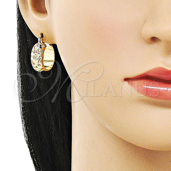 Argolla Pequeña 02.195.0320.20 Oro Laminado, Diseño de Corazón, con Zirconia Cubica Blanca, Pulido, Tono Dorado