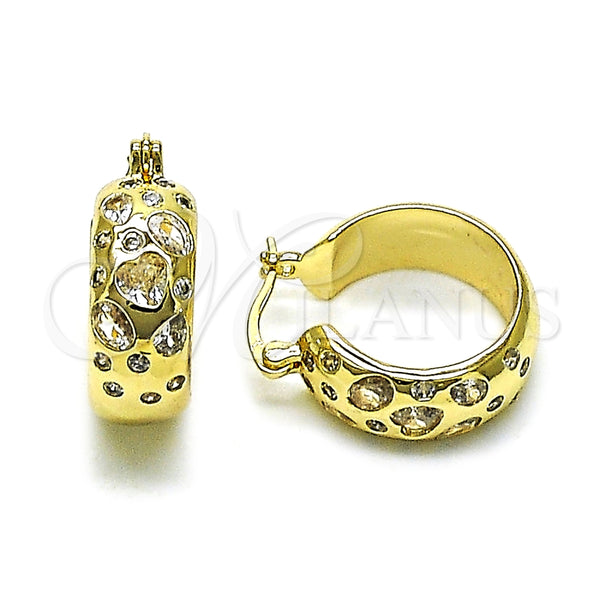 Argolla Pequeña 02.195.0320.20 Oro Laminado, Diseño de Corazón, con Zirconia Cubica Blanca, Pulido, Tono Dorado