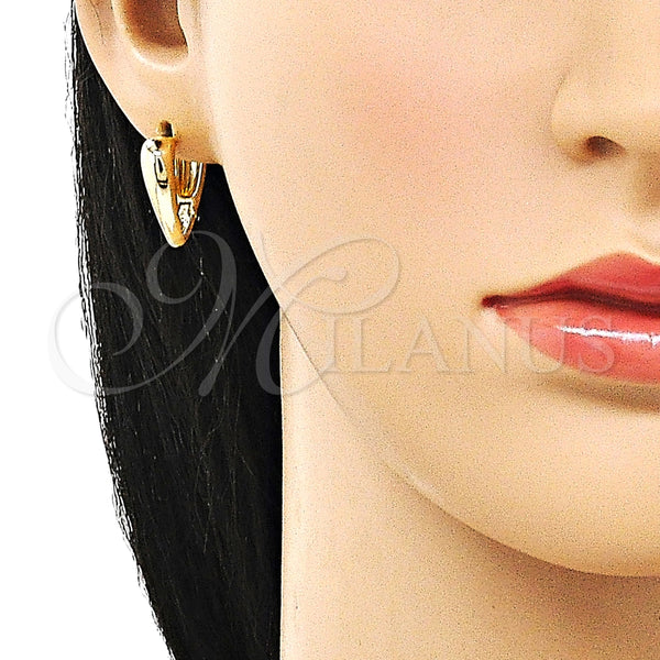 Argolla Huggie 02.195.0321.20 Oro Laminado, Diseño de Corazón, Pulido, Tono Dorado