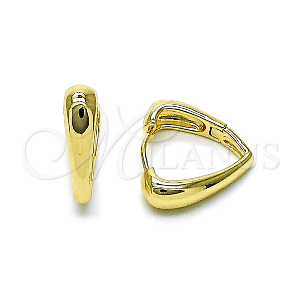 Argolla Huggie 02.195.0321.20 Oro Laminado, Diseño de Corazón, Pulido, Tono Dorado