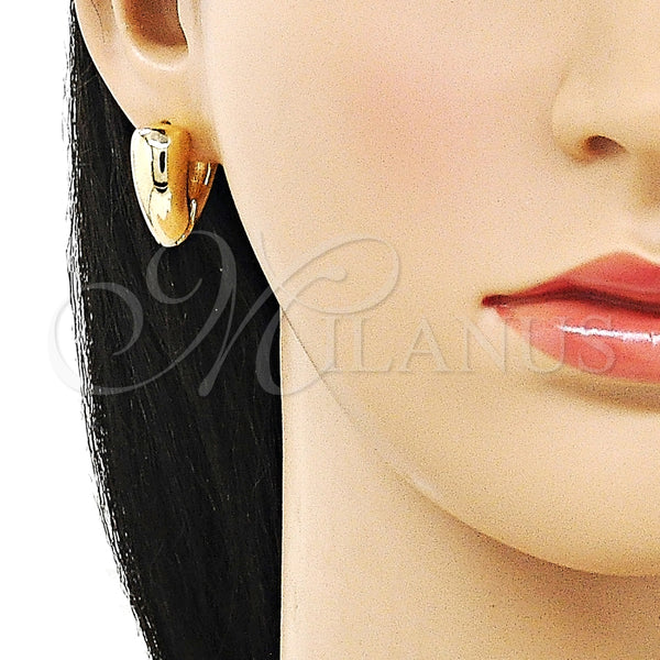 Argolla Huggie 02.195.0323.20 Oro Laminado, Diseño de Corazón, Pulido, Tono Dorado