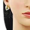 Arete Dormilona 02.195.0328 Oro Laminado, Diseño de Corazón, Pulido, Tono Dorado