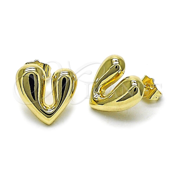 Arete Dormilona 02.195.0328 Oro Laminado, Diseño de Corazón, Pulido, Tono Dorado