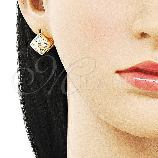 Argolla Huggie 02.195.0330.12 Oro Laminado, Diseño de Trébol de Cuatro Hojas y Estrella, con Blanca Zirconia Cubica, Pulido, Tono Dorado