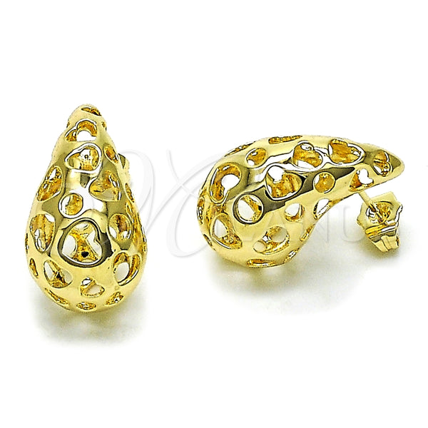 Arete Dormilona 02.195.0331 Oro Laminado, Diseño de Gota y Corazón, Pulido, Tono Dorado