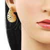 Arete Dormilona 02.195.0333 Oro Laminado, Diseño de Gota y Hueco, Pulido, Tono Dorado
