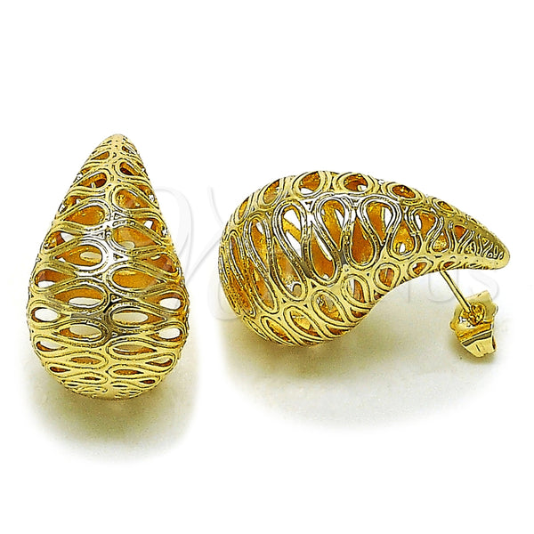 Arete Dormilona 02.195.0333 Oro Laminado, Diseño de Gota y Hueco, Pulido, Tono Dorado