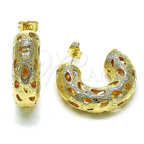 Argolla Mediana 02.195.0334.30 Oro Laminado, Diseño de Hueco, Mate, Tono Dorado