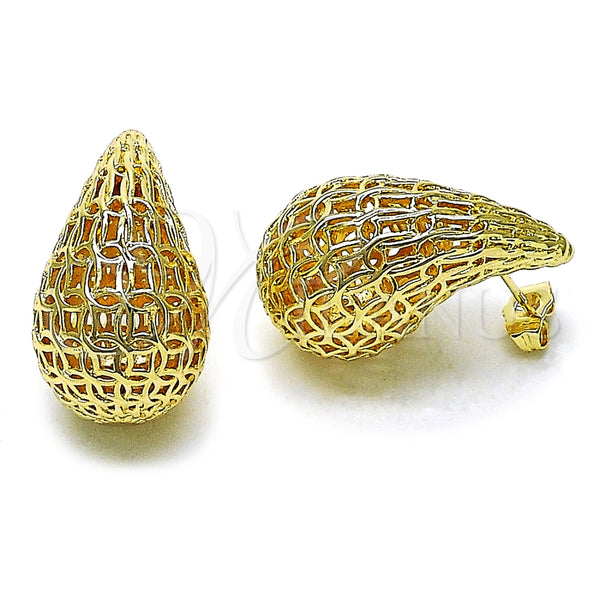 Arete Dormilona 02.195.0335 Oro Laminado, Diseño de Gota y Hueco, Pulido, Tono Dorado