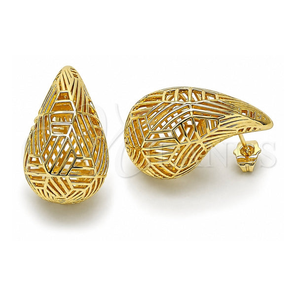 Arete Dormilona 02.195.0336 Oro Laminado, Diseño de Gota y Hueco, Pulido, Tono Dorado