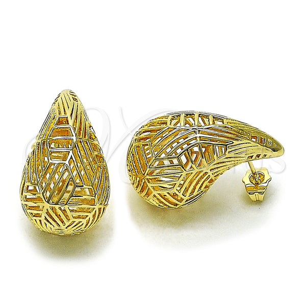 Arete Dormilona 02.195.0336 Oro Laminado, Diseño de Gota y Hueco, Pulido, Tono Dorado