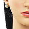 Arete Dormilona 02.202.0006 Oro Laminado, Diseño de Flor, Mate, Tono Dorado