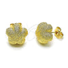 Arete Dormilona 02.202.0006 Oro Laminado, Diseño de Flor, Mate, Tono Dorado
