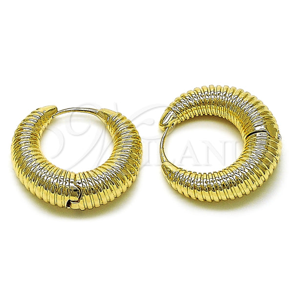 Argolla Huggie 02.202.0009.30 Oro Laminado, Diseño de Hueco, Diamantado, Tono Dorado