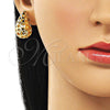 Arete Dormilona 02.202.0016 Oro Laminado, Diseño de Gota y Corazón, Pulido, Tono Dorado