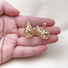 Arete Dormilona 02.202.0016 Oro Laminado, Diseño de Gota y Corazón, Pulido, Tono Dorado