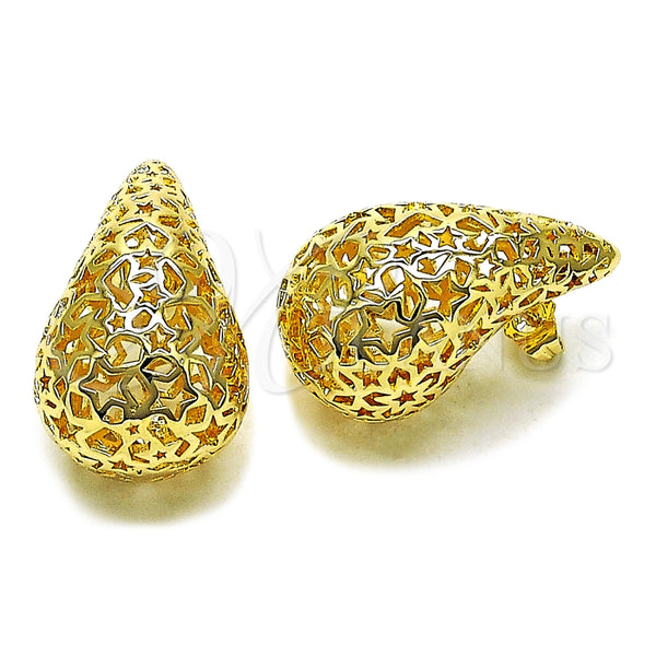 Arete Dormilona 02.202.0017 Oro Laminado, Diseño de Gota y Hueco, Pulido, Tono Dorado