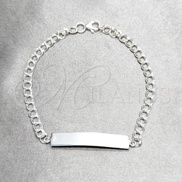 Pulsera con Placa 03.392.0042.07 Plata Rodinada, Pulido, Tono Plateado (Grosor 07 MM, 7 Pulgadas de Largo)