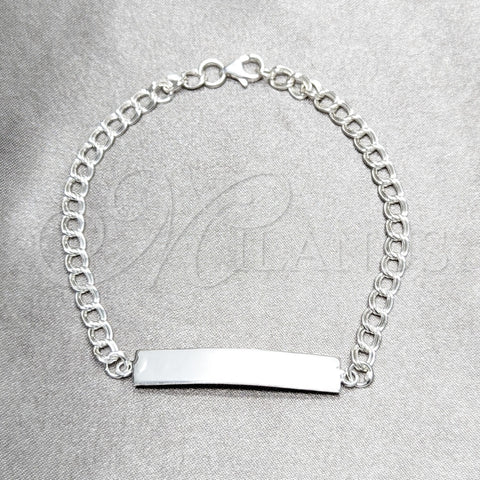 Pulsera con Placa 03.392.0042.07 Plata Rodinada, Pulido, Tono Plateado (Grosor 07 MM, 7 Pulgadas de Largo)