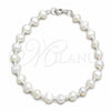 Pulsera Elegante 03.392.0027.07 Plata Rodinada, Diseño de Bola, con Perla Blanca, Pulido, Tono Plateado (Grosor 08 MM, 7 Pulgadas de Largo)