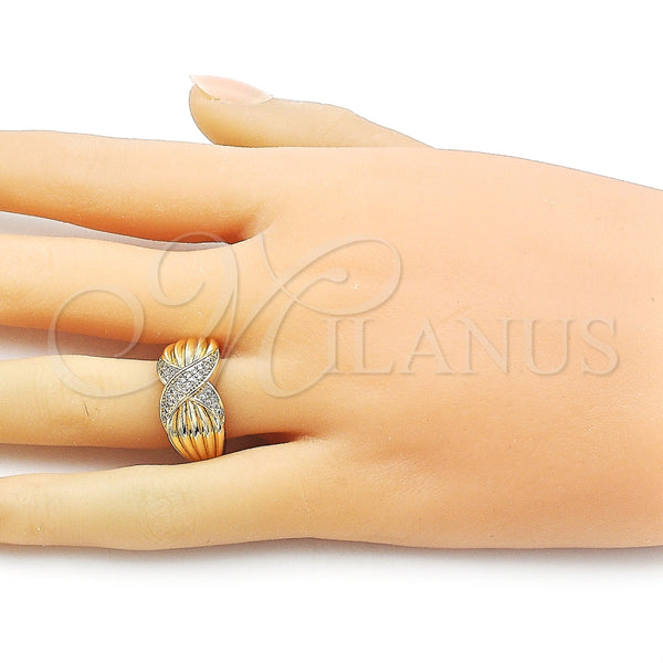 Anillo Multi Piedra 01.428.0001 Oro Laminado, con Blanca Micro Pave, Pulido, Tono Dorado (One size fits all)