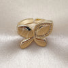 Anillo Multi Piedra 01.428.0003 Oro Laminado, Diseño de Oja y Mariposa, con Blanca Micro Pave, Pulido, Tono Dorado (One size fits all)