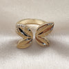 Anillo Multi Piedra 01.428.0004 Oro Laminado, Diseño de Oja y Mariposa, con Blanca Micro Pave, Pulido, Tono Dorado (One size fits all)