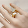 Anillo Multi Piedra 01.428.0010 Oro Laminado, con Blanca Micro Pave, Pulido, Tono Dorado (One size fits all)