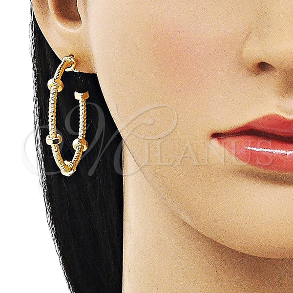 Argolla Mediana 02.428.0003.40 Oro Laminado, Diseño de Torcido, Diamantado, Tono Dorado