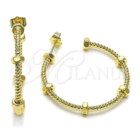 Argolla Mediana 02.428.0003.40 Oro Laminado, Diseño de Torcido, Diamantado, Tono Dorado