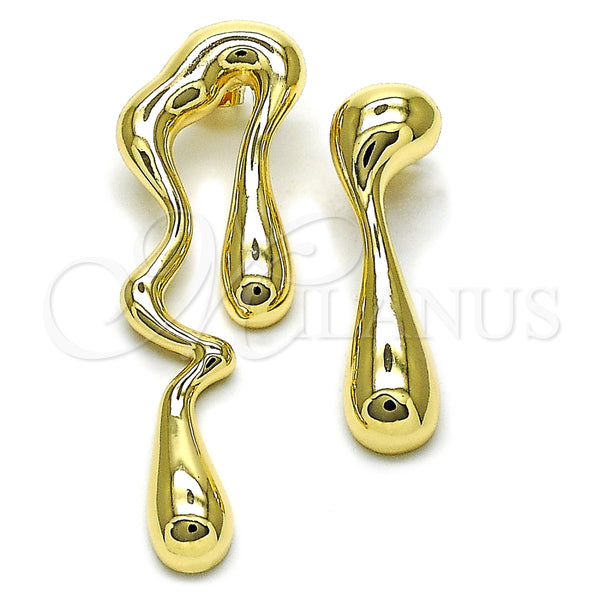 Arete Dormilona 02.428.0005 Oro Laminado, Diseño de Gota, Pulido, Tono Dorado