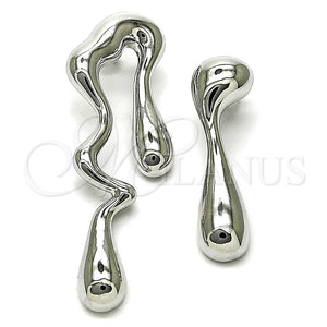 Arete Dormilona 02.428.0005.1 Rodio Laminado, Diseño de Gota, Pulido, Rodinado