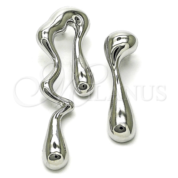 Arete Dormilona 02.428.0005.1 Rodio Laminado, Diseño de Gota, Pulido, Rodinado