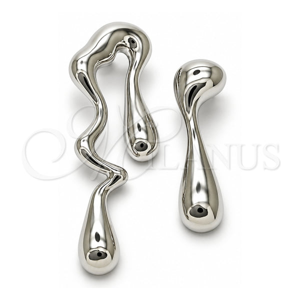 Arete Dormilona 02.428.0005.1 Oro Laminado Blanco, Diseño de Gota, Pulido, Rodinado