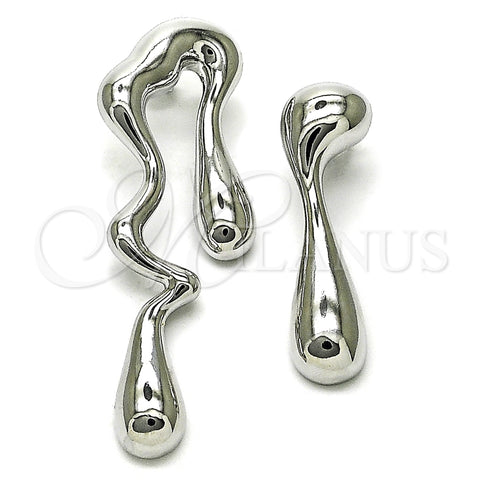 Arete Dormilona 02.428.0005.1 Rodio Laminado, Diseño de Gota, Pulido, Rodinado