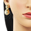 Arete Dormilona 02.428.0010 Oro Laminado, Diseño de Bola y Infinito, Pulido, Tono Dorado