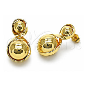 Arete Dormilona 02.428.0010 Oro Laminado, Diseño de Bola y Infinito, Pulido, Tono Dorado