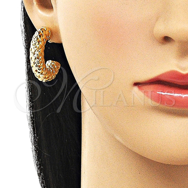 Argolla Mediana 02.428.0014.30 Oro Laminado, Diseño de File y Hueco, Pulido, Tono Dorado