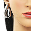 Arete Dormilona 02.428.0015.1 Rodio Laminado, Diseño de Oja, Pulido, Rodinado